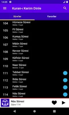 Kuran-ı Kerim Dinle android App screenshot 2